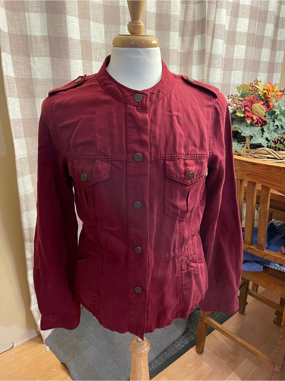 Sanctuary Wine Red Military-Style Utility Jacket